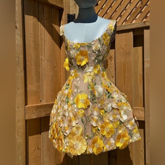 🆕 BRONX & BANCO 🧿 NWOT Jasmine Maraya Structured Mini Dress, Yellow Sz S US 4 - Picture 13 of 16